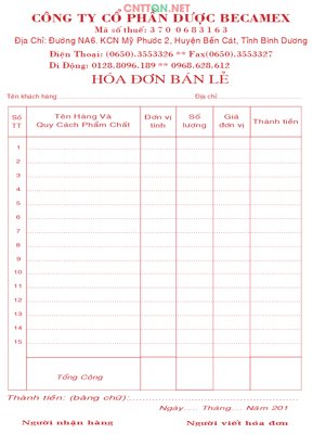 Tải file gốc Hóa đơn công ty cổ phần dược Becamex Corel (in tráng gương) siêu đẹpFile tranh gốc Hóa đơn công ty cổ phần dược Becamex Corel chất lượng cao