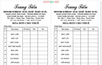 Hình ảnh file gốc in lụa Hóa đơn cho thuê phục vụ phòng rạp Corel