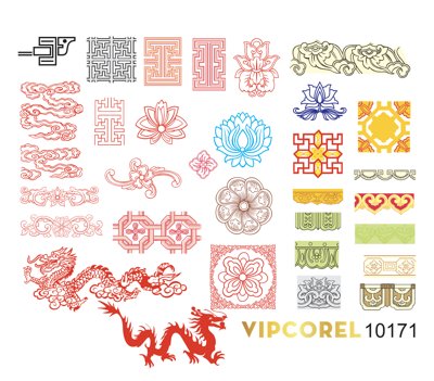 Download file tranh PSD Họa tiết con rồng và hoa văn cổ vector để chỉnh sửa