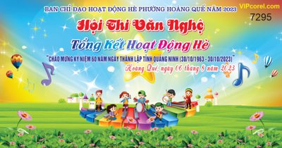 File tranh Hội thi văn nghệ tổng kết hoạt động hè 2023 file corel (ảnh gốc) chi tiết rõ ràng