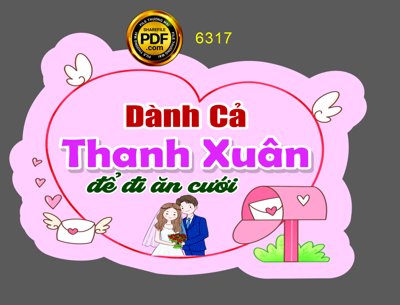 Tải file Hashtag đám cưới "Dành cả thanh xuân để đi ăn cưới" file cdr x7 (gốc) in tranh tráng gương