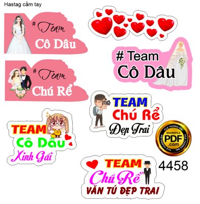 File tranh Hashtag cầm tay đám cưới tem cô dâu, tem chú rể file corel (bản gốc) treo tường