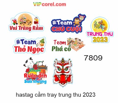 File tranh Hastag cầm tay rước đèn trung thu 2023 file vector (file gốc) chuẩn màu in