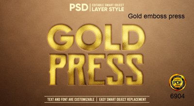 Tải file gốc Hiệu ứng chữ PSD - Gold emboss press file PSD (in không vỡ ảnh)