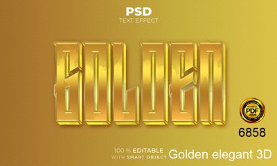 File in ấn cao cấp Hiệu ứng chữ PSD - Golden elegant 3d file PSD (file gốc)