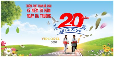 Hình ảnh file gốc in lụa Kỷ niệm 20 năm ngày ra trường THPT Phan Bội Châu