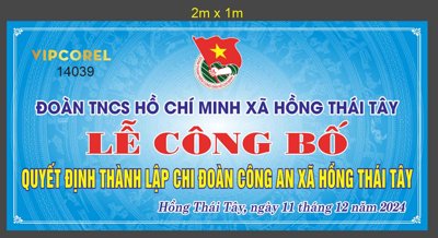 File gốc Lễ công bố quyết định thành lập chi đoàn công an xã (in lụa) hoa văn cổ điển
