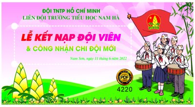 File tranh Lễ kết nạp đội viên và công nhận chi đội mới file corel (ảnh gốc) chi tiết rõ ràng