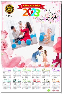 Tải file Lịch treo tường Chúc mừng năm mới 2023 #20 corel (PSD) cho in tranh 3D