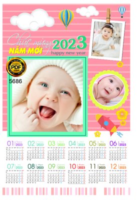 Tải file Lịch treo tường Chúc mừng năm mới 2023 #37 corel (PSD) cho in tranh kính