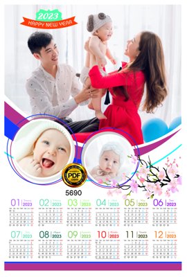 File gốc Lịch treo tường Chúc mừng năm mới 2023 #41 corel (thiết kế) độc quyền