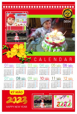 File tranh Lịch treo tường Chúc mừng năm mới 2023 #5 corel (bản gốc) trang trí văn phòng