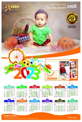 File PSD in ấn Lịch treo tường Chúc mừng năm mới 2023 #9 corel (chất lượng cao)