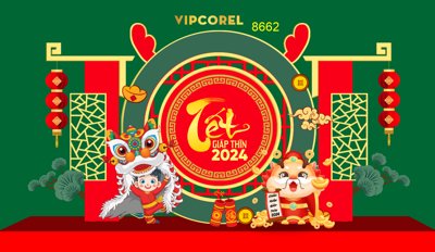 File tranh PSD Mô hình decor khu chụp ảnh tết 2024 #18 chất lượng cao