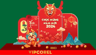 File tranh Mô hình decor khu chụp ảnh tết 2024 #19 (gốc) chủ đề trẻ em