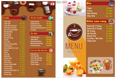 File gốc Mẫu Menu Tea & Drink Coffee 2 mặt file CorelDRAW (PNG) không nền chất lượng