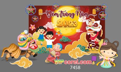 Ảnh gốc Mẫu backdrop Đêm Hội Trăng Rằm file illustrator (nét căng) in mica