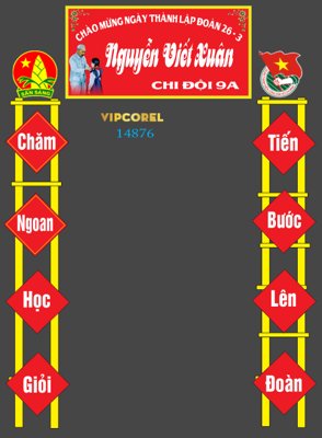 Ảnh gốc Mẫu cổng trại chào mừng ngày thành lập đoàn #5 (nét căng) in mica