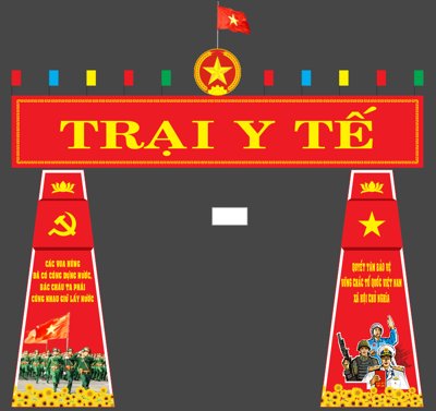 File gốc Mẫu cổng trại trạm y tế quân độ file corel (vector) cho in ấn