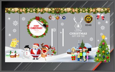 Tải file Mẫu decal dán kính lễ giáng sinh 2023 #13 file corel (PSD) cho in ấn quảng cáo