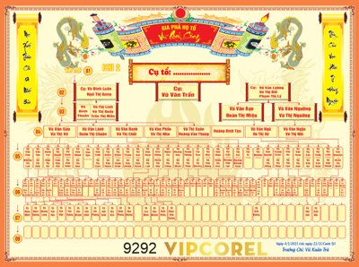 File tranh Mẫu gia phả họ tổ Vũ Quý Công file corel (gốc) chủ đề thành phố