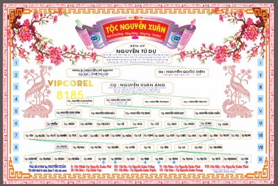 File ảnh gốc Mẫu gia phả tộc Nguyễn Xuân file corel không vỡ nét