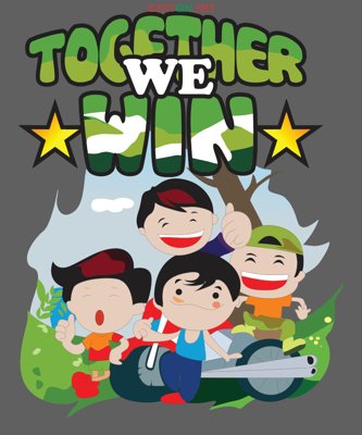 File gốc Mẫu in áo "Together we win" file Illustrator (trang trí) phòng trẻ em