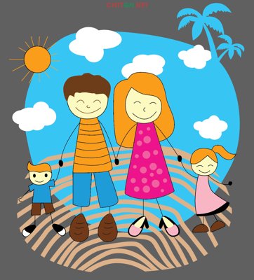 File tranh gốc in trần nhà Mẫu in áo "We are Family" file Illustrator 3D