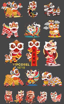 File in trần Mẫu múa lân trang trí trung thu file ảnh corel (file gốc) hoa văn 3D