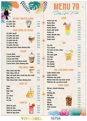 Mua file gốc Mẫu menu 79 Quầy giải khát file corel (in ấn) tại Filetranh.com
