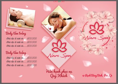 File gốc Mẫu menu Brochure gấp 3 - Nam Spa làm đẹp file AI (PNG) không nền chất lượng