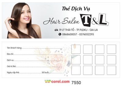 Tải về file gốc Mẫu thiết kế thẻ dịch vụ Hair Salon T&L file corel (chuẩn in ấn)