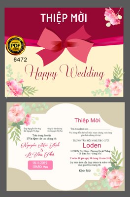 File gốc Mẫu thiết kế thiệp mời wedding hiện đại 2023 #3 (chuẩn CMYK) cho nhà in