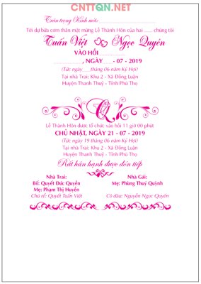 File tranh Mẫu thiệp cưới đẹp #12 - Wedding Invitation file CDR (ảnh gốc) sắc nét hoàn hảo