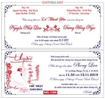 File tranh trang trí Mẫu thiệp cưới đẹp #20 - Wedding Invitation file CDR (file gốc)