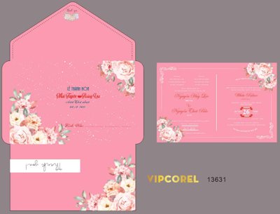 File gốc Mẫu thiệp cưới có phong bì - Lễ Thành hôn #5 (cho in ấn) độc quyền