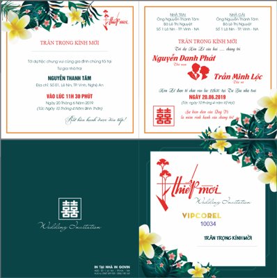 File PSD Mẫu thiệp mời đám cưới 2024 #13 file corel (gốc) tách lớp chi tiết