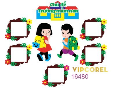 File tranh Mẫu trang trí dán tường chủ đề mầm non (gốc) chủ đề con người