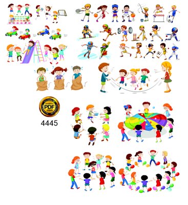 File tranh gốc Một số vector chủ đề trẻ em vui chơi (sắc nét từng chi tiết)