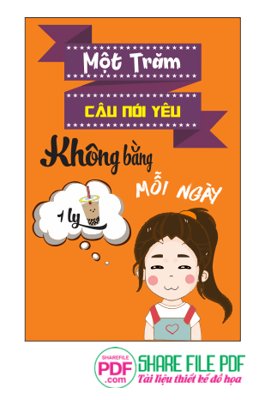 File gốc in tráng gương Một trăm câu nói yêu không bằng mỗi ngày một ly trà sữa file vector PDF chi tiết