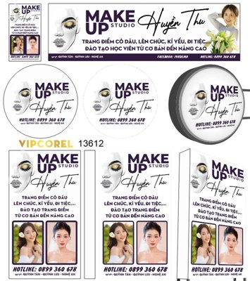 Download file Makeup Studio Huyền Thu - trang điểm cô dâu file corel (gốc) in mica đèn LED