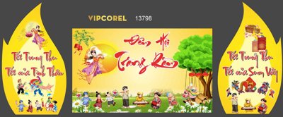 File tranh Market Đêm Hội Trăng Rằm 2024 vector #2 (bản gốc) trang trí văn phòng