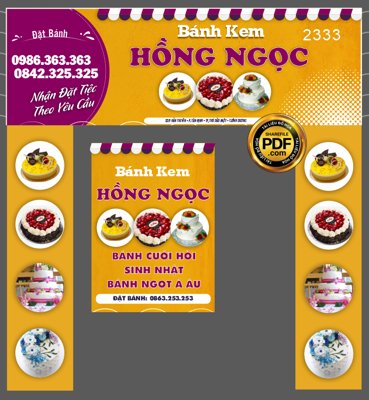 Download file gốc Market Bánh Kem Hồng Ngọc - bánh sinh nhật file CDR (in lụa) nghệ thuật