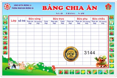 File in trần Market Bảng chia ăn trường mầm non Mường Bú file Corel (bản gốc) 5D
