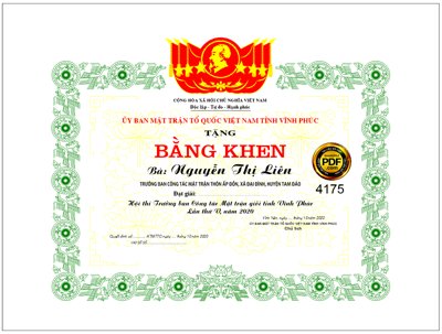 File gốc Market Bằng khen của UB MTTQ Việt Nam tỉnh Vĩnh Phúc (in lụa) cao cấp