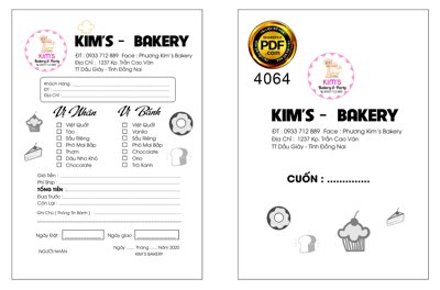 Hình ảnh file gốc in lụa Market Hóa đơn Kim's - bakery bánh sinh nhật file corel