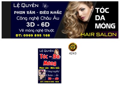 File gốc Market Hair salon Lệ Quyên - tóc da móng file corel (in tráng gương) hiện đại