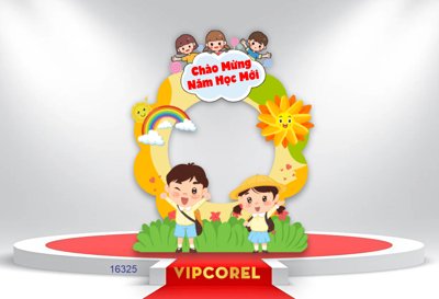 File in trần Market Khai giảng chào năm học mới 2025 #24 file corel (bản gốc 3D) sống động