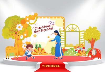 File tranh in trần 3D Market Khai giảng chào năm học mới 2025 #6 file corel (ảnh gốc)