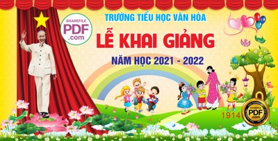 File gốc Market Lễ Khai Giảng trường tiểu học Vân Hòa file CDR (in lụa) tranh mã đáo